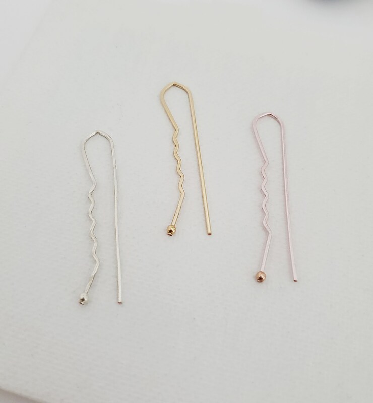OUCH Hair Pin Grunge Chic Threader Earrings, Minimalist Hammered Earrings, Lightweight Threaders, Delicate Earrings, Gold Threader Earrings